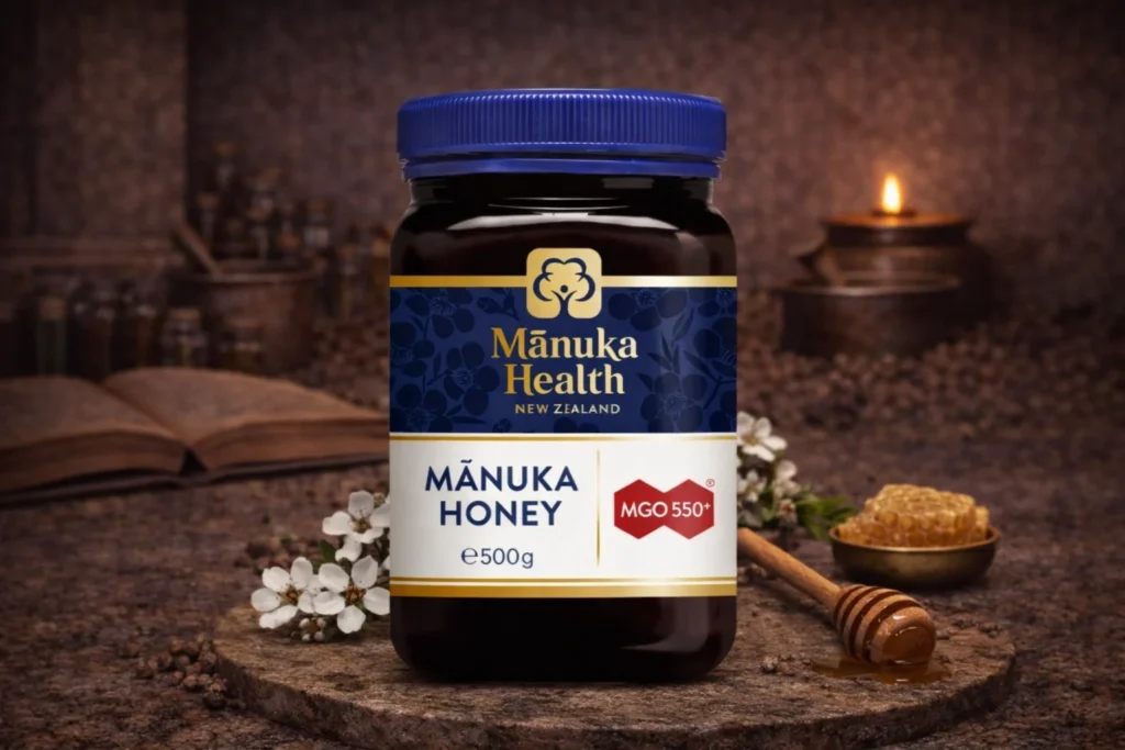 Manuka med MGO 550+ Manuka Health s medovou lyžičkou