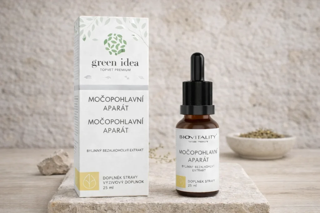 Močopohlavný aparát Green idea kvapky s krabičkou v prírodnej scéne