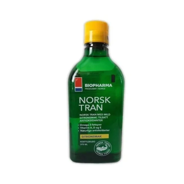 Nórsky rybí olej Norsk Tran Biopharma v zelenej fľaši