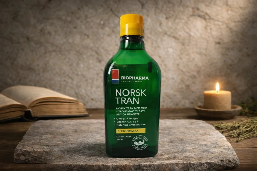 Nórsky rybí olej Norsk Tran Biopharma na kamennej podložke