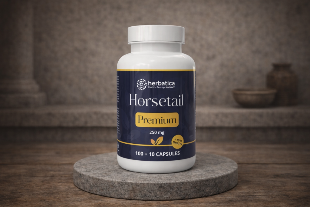 Praslička roľná Herbatica Horsetail Premium 250 mg v prírodnej scéne