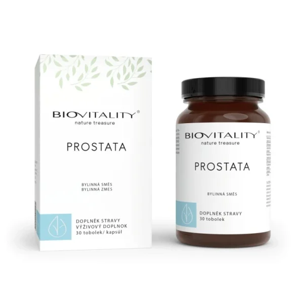 Prostata kapsuly BioVitality s krabičkou a hnedou dózou 30 ks