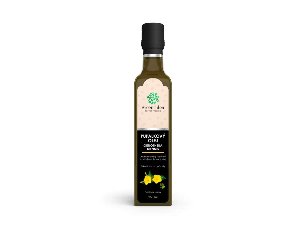 Pupalkový olej Green idea 250 ml v sklenenej fľaši