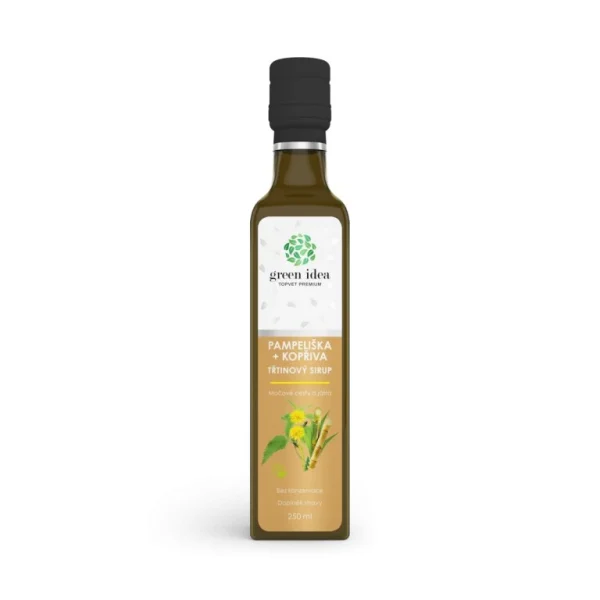 Púpava a žihľava trstinový sirup Green idea v sklenenej fľaši