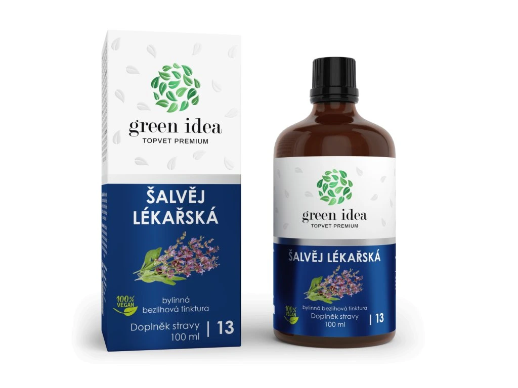 Šalvia lekárska bezalkoholová tinktúra Green idea s krabičkou 100 ml