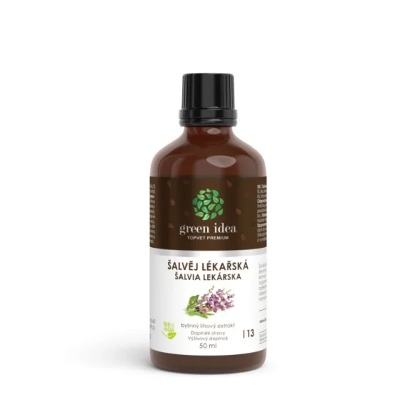 Šalvia lekárska tinktúra Green idea v hnedej fľaštičke 50 ml