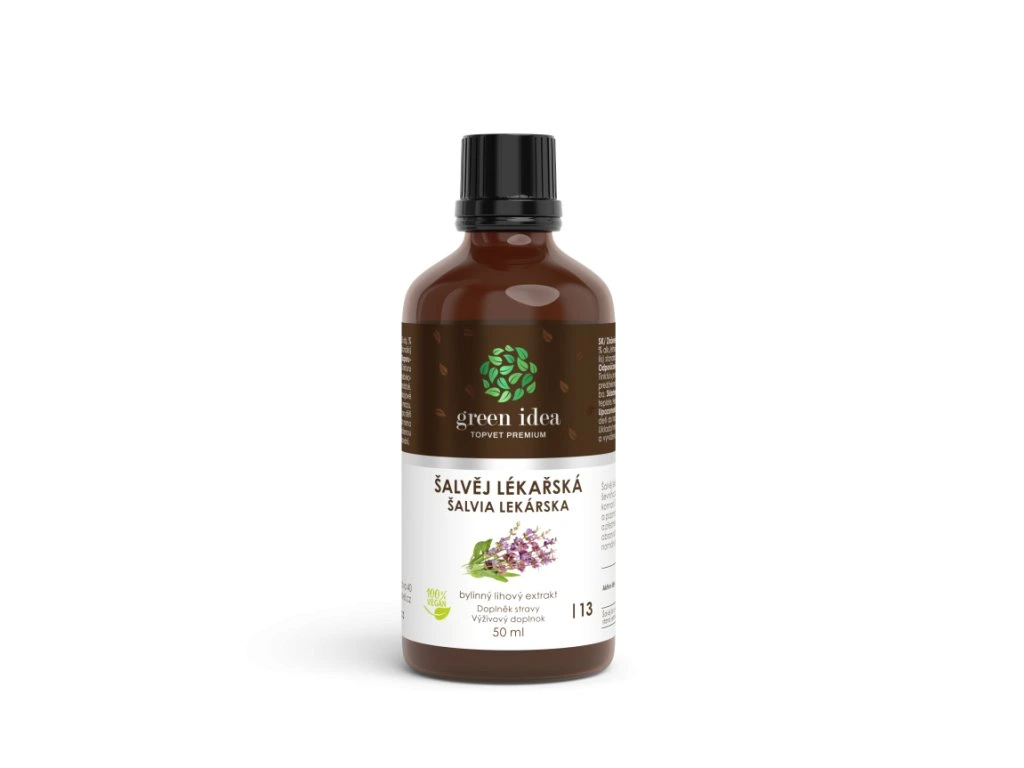 Šalvia lekárska tinktúra Green idea v hnedej fľaštičke 50 ml