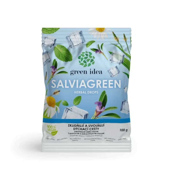 Salviagreen bylinné cukríky Green idea 100 g v modrom vrecku