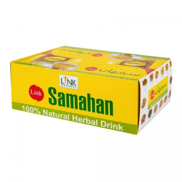 Samahan čaj Link Natural v žltej krabici na bielom pozadí