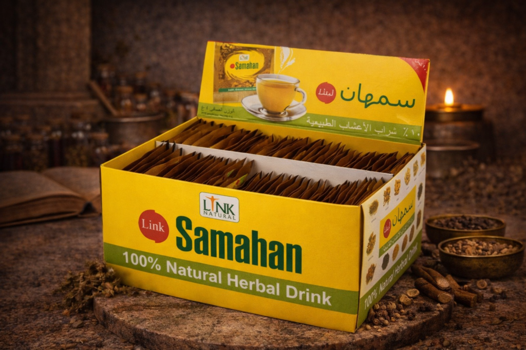 Samahan čaj Link Natural v otvorenej krabici s vrecúškami