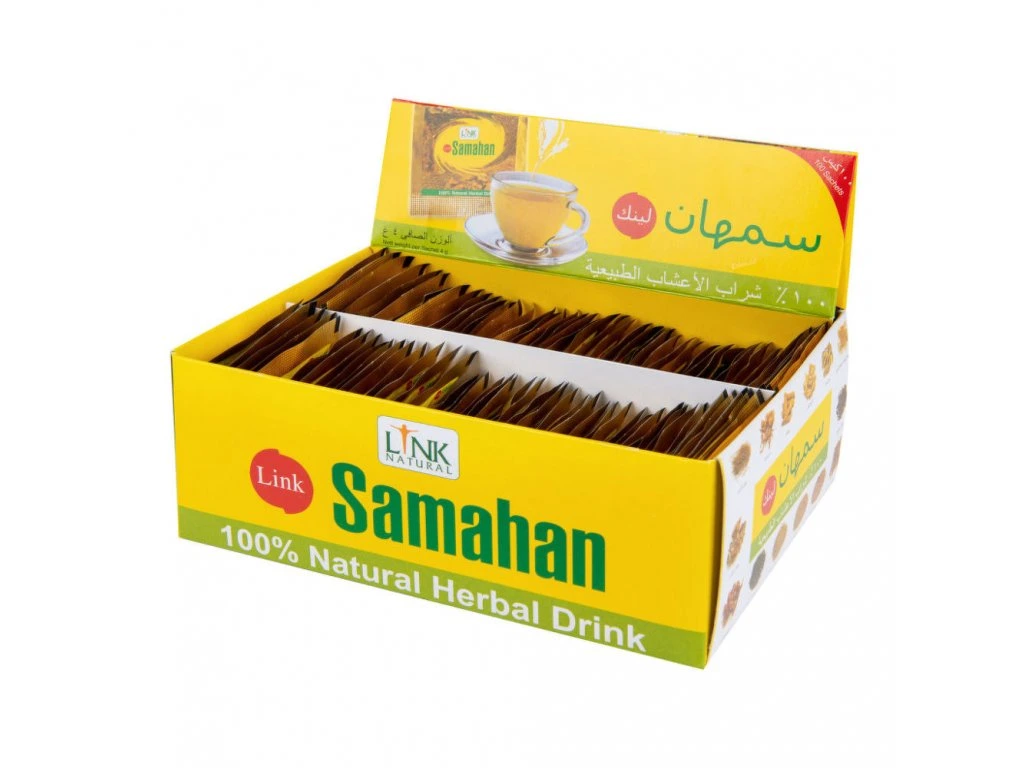 Samahan čaj Link Natural v žltej krabici s bylinnými vrecúškami