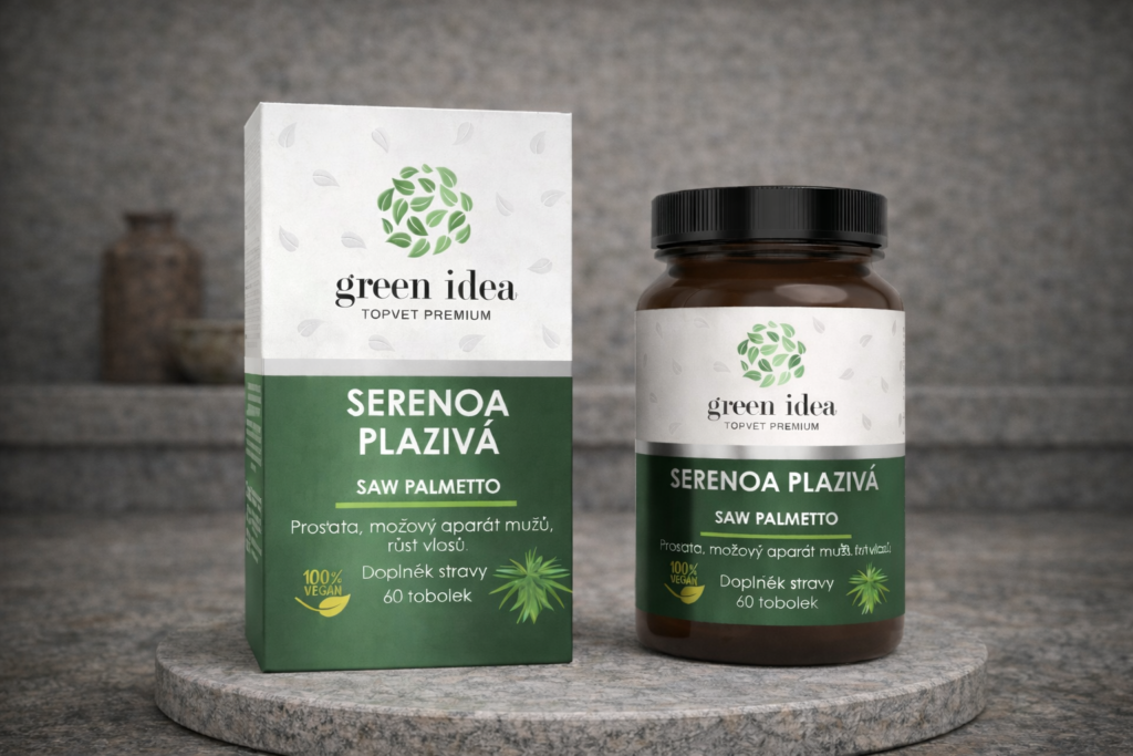 Serenoa plazivá Green Idea 60 toboliek v prírodnej produktovej scéne