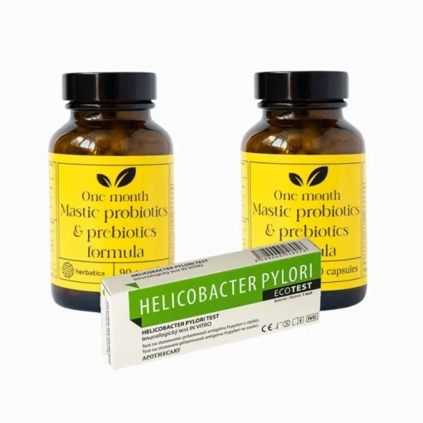 Set na podporu trávenia 2x Masticha PROBIOTICS & PREBIOTICS + test na helikobaktera - Herbatica