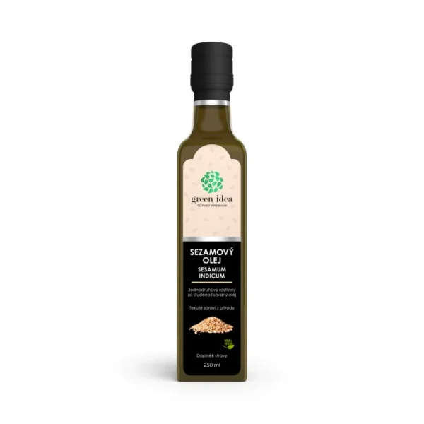 Sezamový olej Green idea 250 ml v tmavej sklenenej fľaši