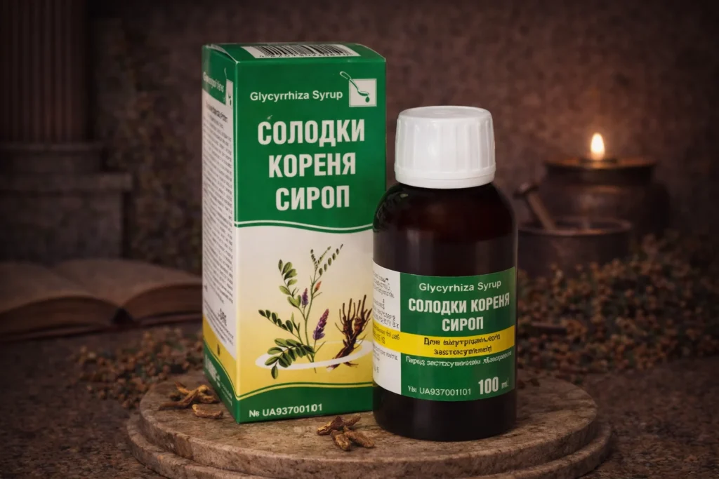 Sirup zo sladkého drievka Glycyrrhiza 100 ml v prírodnej scéne