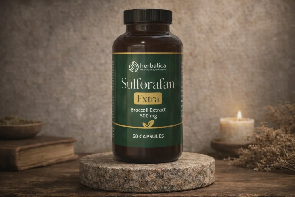 Sulforafan Extra Herbatica 500 mg v hnedej dóze pri sviečke