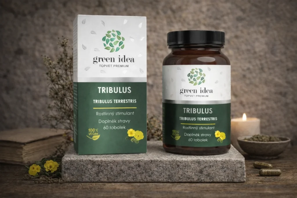 Tribulus Green Idea 60 toboliek v prírodnej produktovej scéne
