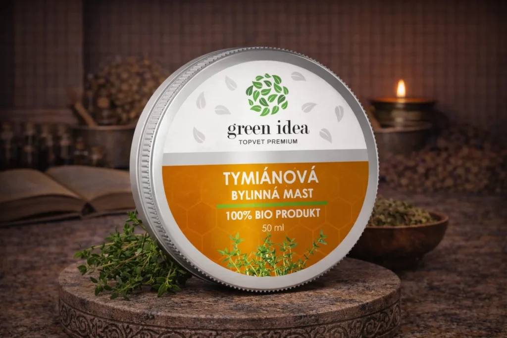 Tymiánová bylinná masť Green idea 50 ml v rustikálnom aranžmáne