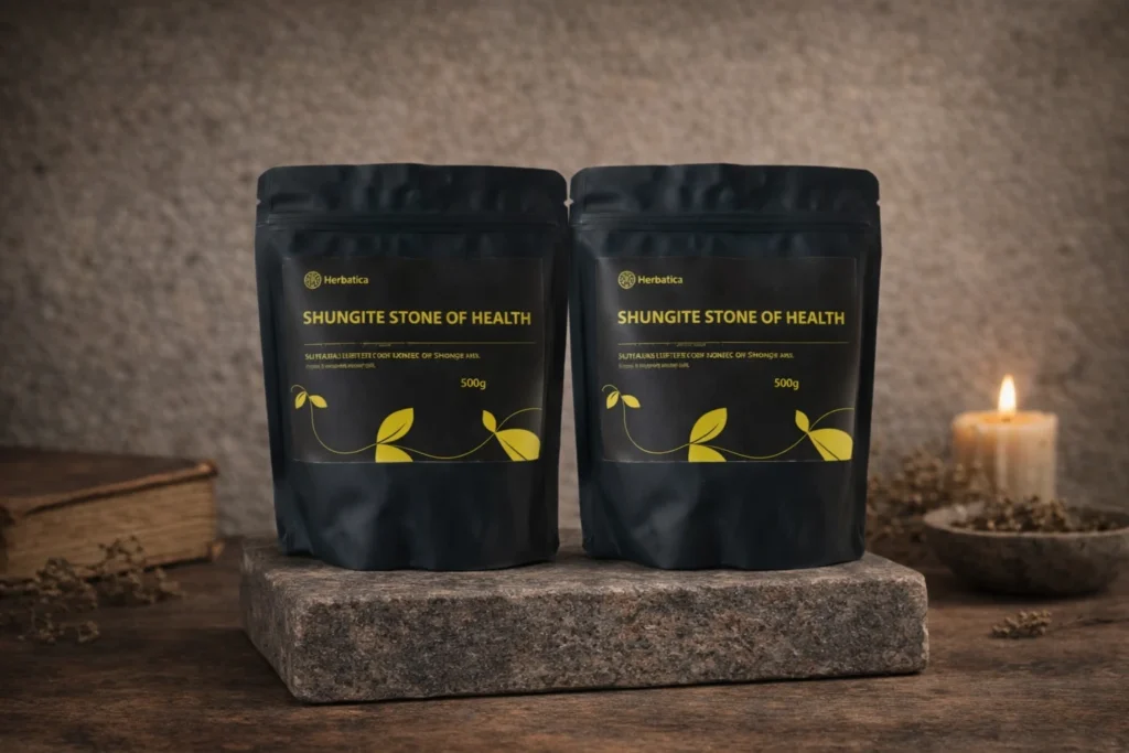 Zvýhodnený set 2× šungit drť Herbatica na kamennom podstavci