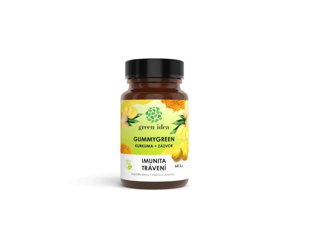 Kurkuma a zázvor gumové bonbóny Gummygreen Green idea 60 ks